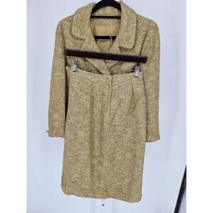 Vintage 1960s Womens Sz 6 Skirt Suit Set Double Breasted Tweed Green